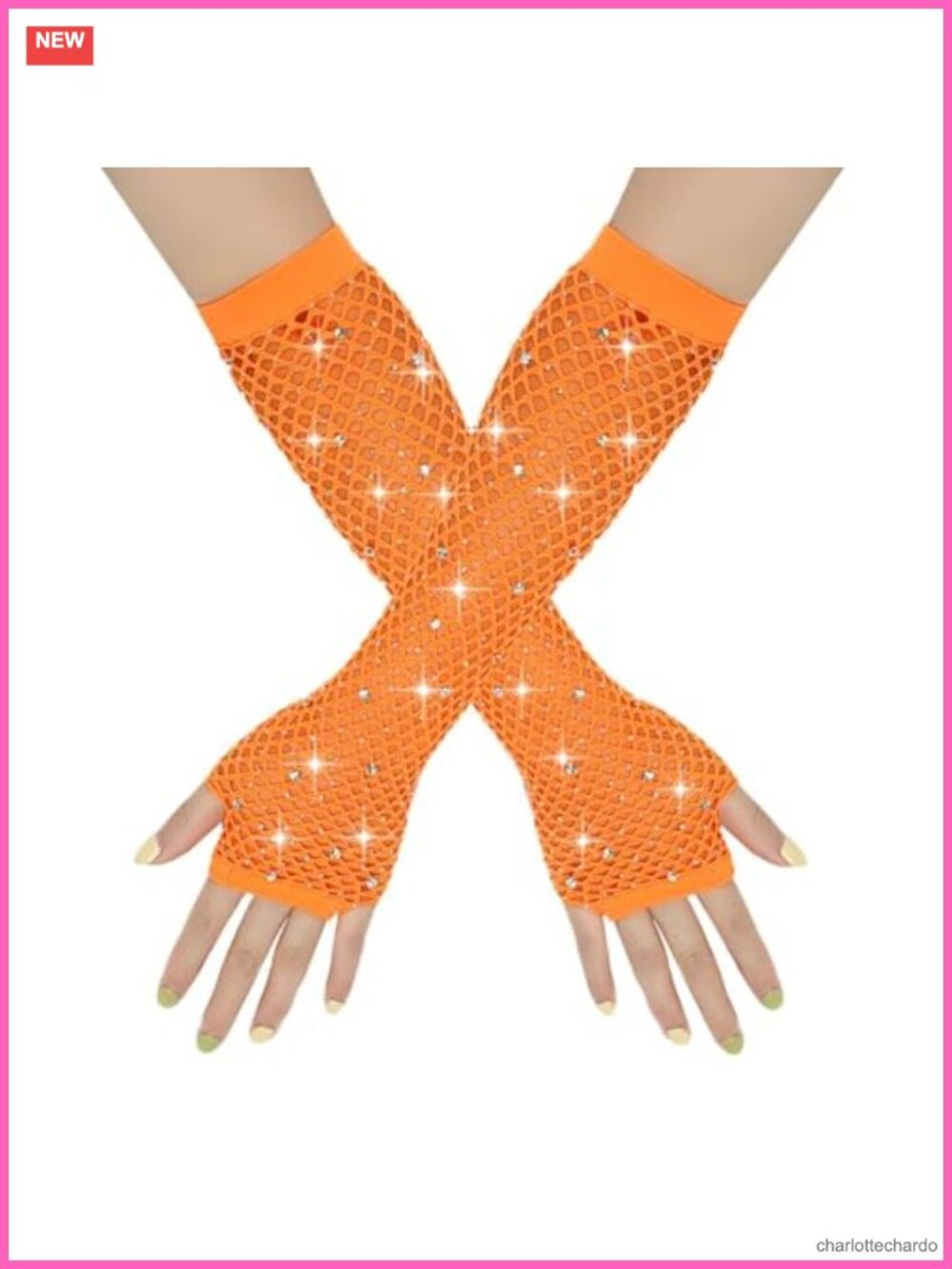Fishnet Rhinestone Fingerless Gloves, 80s Punk Costume Accessory